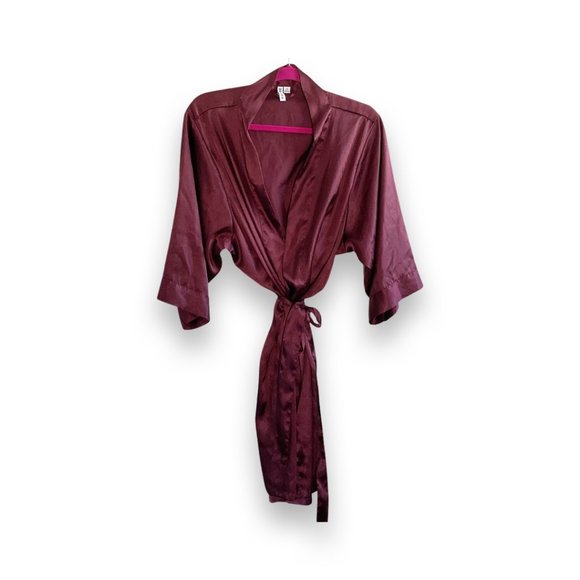 ROBE BUNDLE Burgundy Maroon Silk Bridesmaids Robes Pack of 3 - Picture 3 of 7